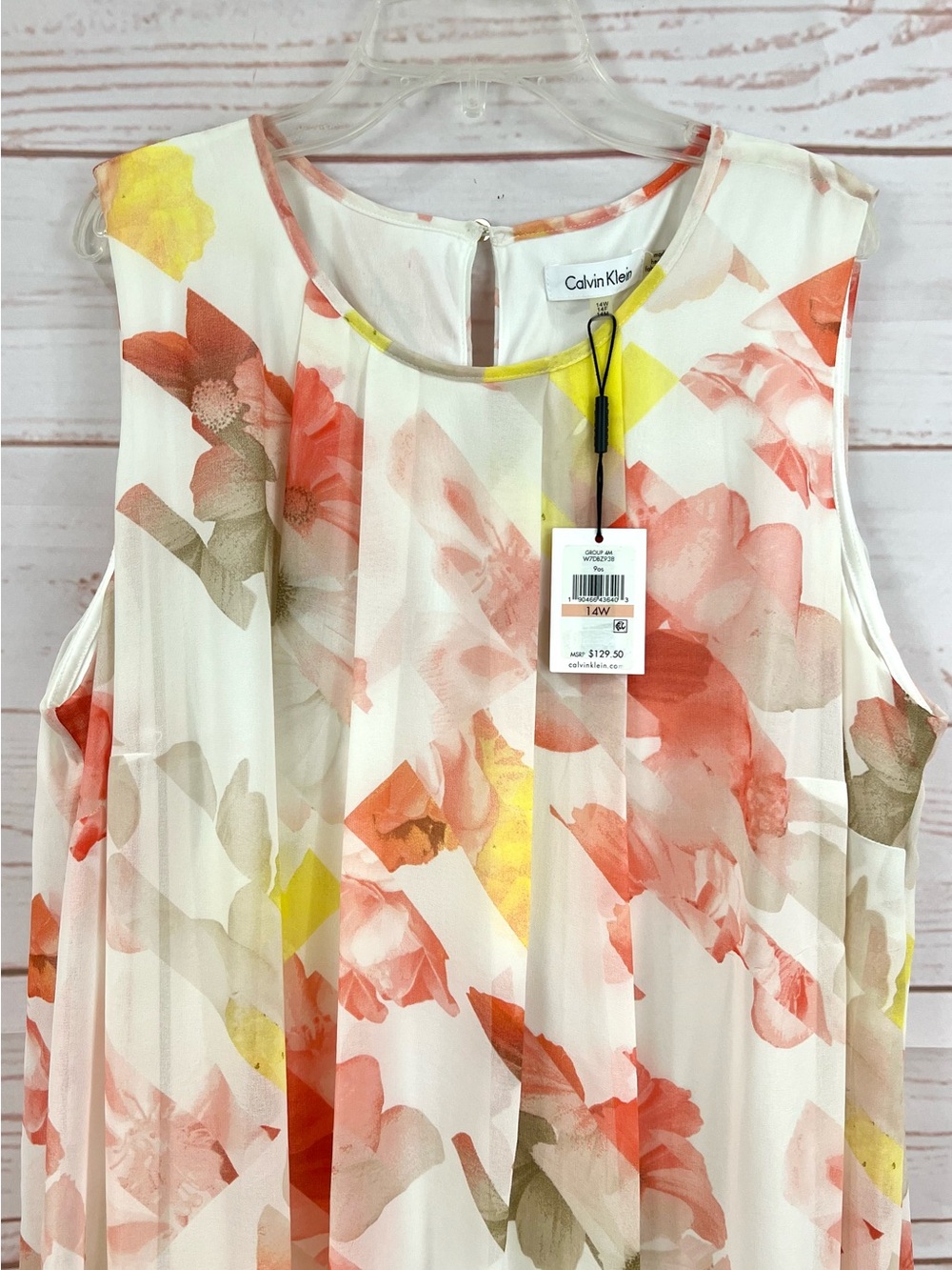 NWT Calvin Klein Floral Chiffon Trapeze Swing Mini Dress - Picture 2 of 11